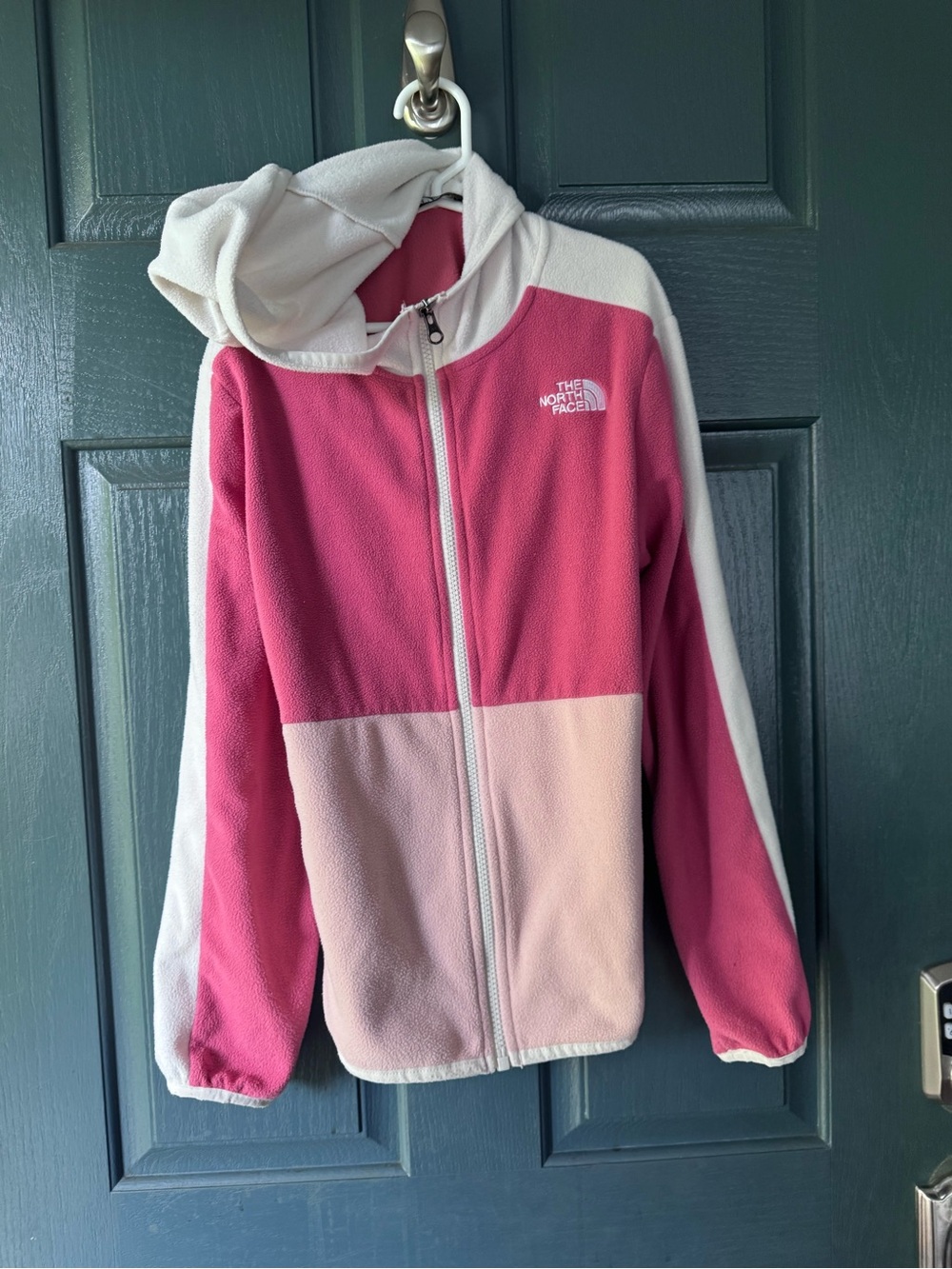 The North Face Girls' Pink & Light Pink Colorblock Fleece Hoodie
